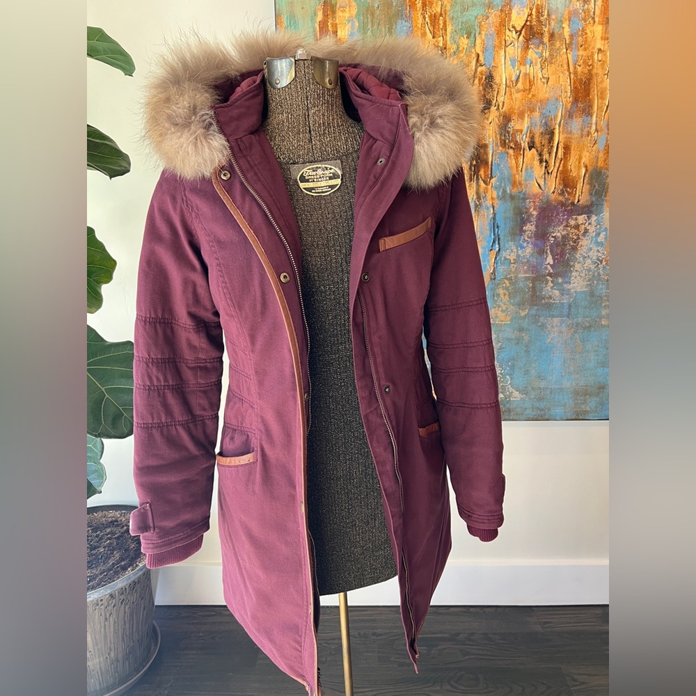 Women's Overland Burgundy Parka with Racoon Fur Trim